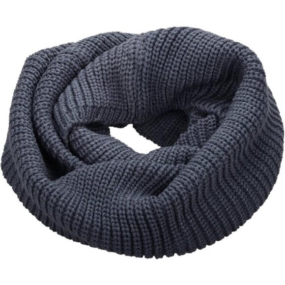 Accessories - Women's Dark Grey Thick Ribbed Knit Winter Infinity Circle Loop Scarf